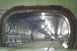 A large sectional rectangular-shaped shield,Kyoto Subway